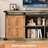 70" Farmhouse TV Stand for TVs up to 80", Entertainment Center with Barn Doors, Power Outlets & Shelves-1173180291