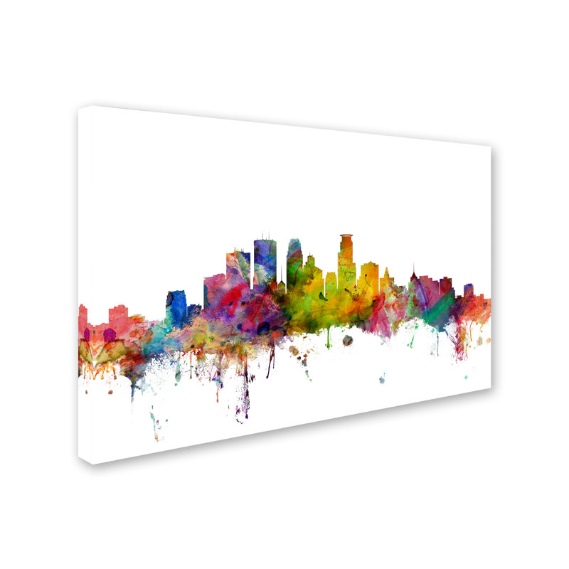 « minneapolis minnesota horizon », reproduction d’impression sur toile tendue, H 12 po x l 19 po x P 2 po