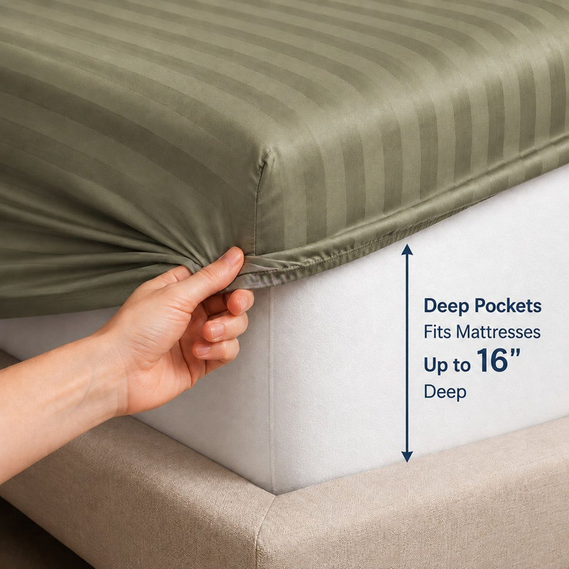 1500 Thread Count Egyptian Cotton Bed Sheet Set by Five Luxe Collection – Luxury Sateen Sheets with Elegant Hemstitch Design, Deep Pocket, Hotel Collection Bedding