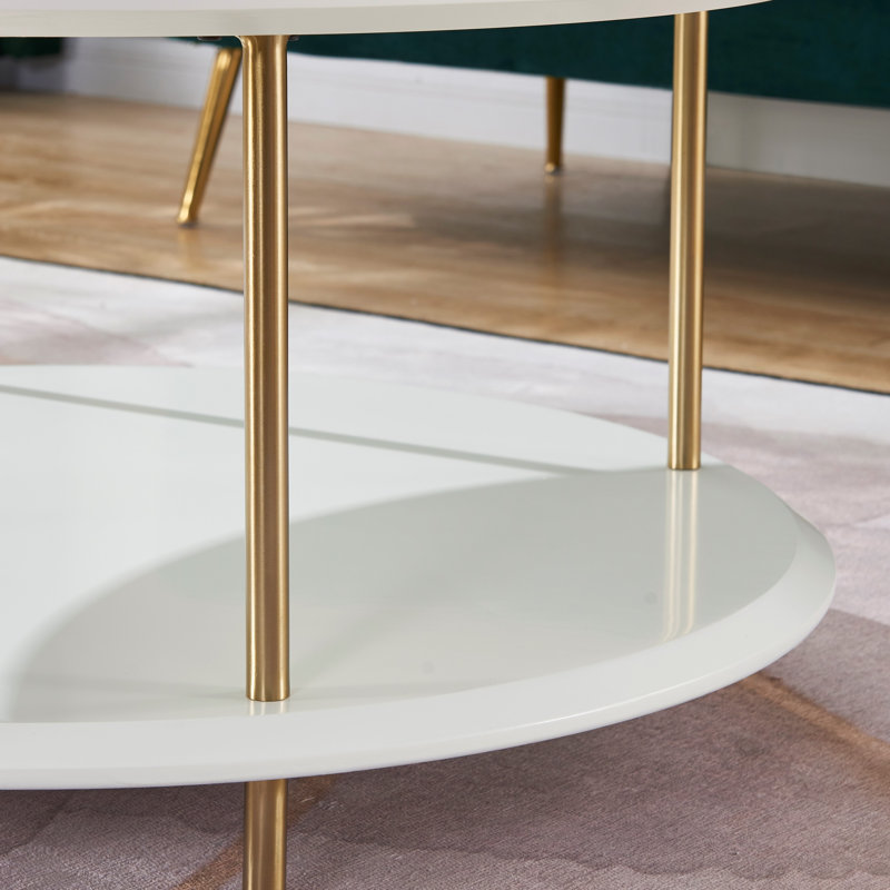 Spohn End Table, White Top/Gold Base