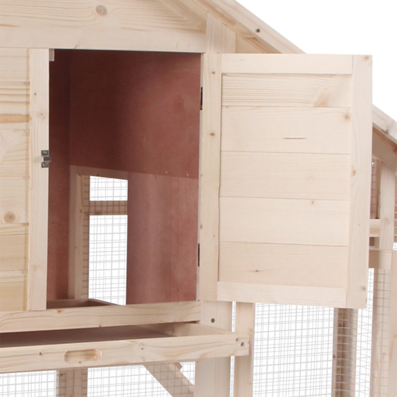 Maison pour animaux de compagnie pour petits animaux, conception rustique, grillage, circulation d'air spacieuse avec toit d'eau, portes multiples, rampe antidérapante, lapins idéaux