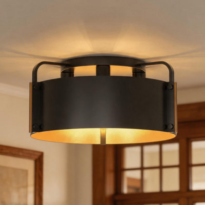 Plafonnier semi-encastré en métal, style industriel moderne, 4 lumières, 45,7 cm (18 po).