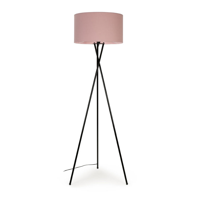 Misner 155cm Camden Tripod Floor Lamp with Large Reni Shade, No, Black , Pink