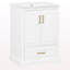 Meuble-lavabo 24 po avec lavabo, armoire en panneau de fibres à densité moyenne avec cadre en bois massif, 1 tiroir divisé et 2 portes à fermeture douce avec double tablette sur la porte, meuble-lavabo autoportant