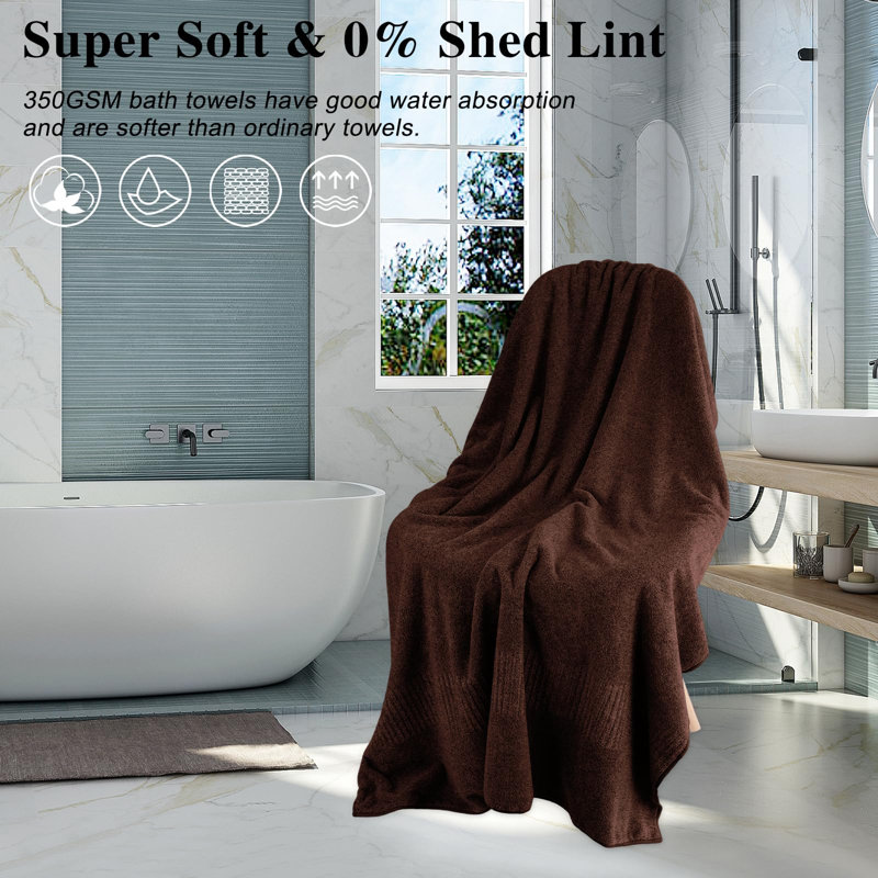  Extra Absorbent Quick Drying Lightweight Fiber 35*63 inches Large Bath Towel Set (Set of 2), Brown