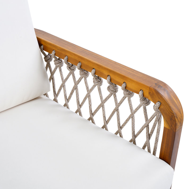 Chaise longue d'extérieur en bois d'acacia avec corde tissée à la main Giorgi, Brun / Beige