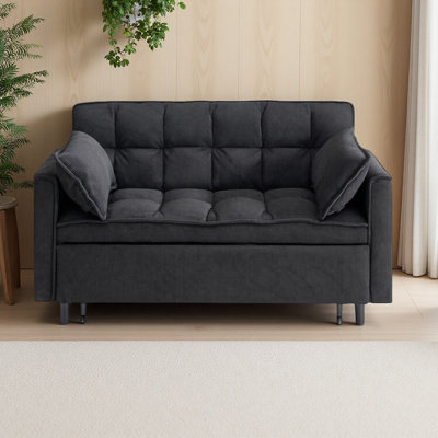 54.30" Corduroy Modular Sectional Sleeper Sofa, Loveseat with Pull Out Bed for Living Room Couch