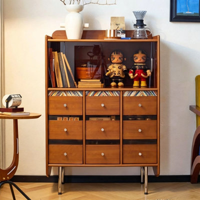 Table de buffet ronde avec pieds d'armoire en acier inoxydable