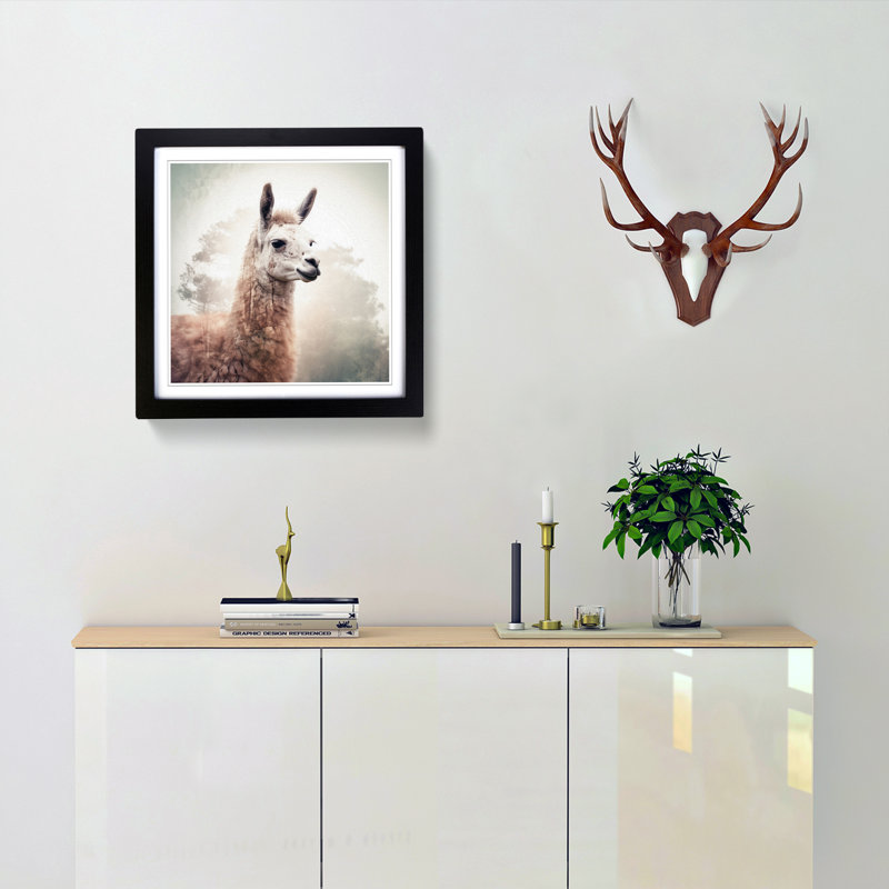 Llama Double Exposure - Framed Print, Black