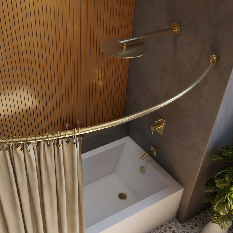 Tringle de douche incurvée simple 1-3 / 8 po x 60 po DreamLine, laiton brossé, Laiton brossé