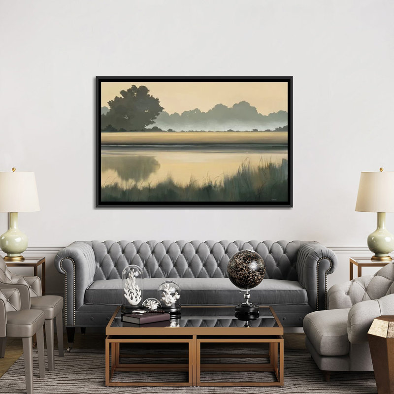 «Golden Glow», impression sur toile, H 18 po x l 26 po x P 1,5 po, Toile avec cadre noir, Pas de tapis