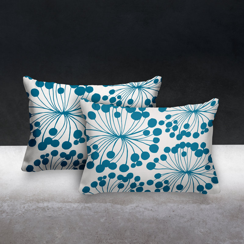 Polyester / Mélange de polyester Housse de coussin rectangulaire intérieure / extérieure lombaire et insert, Turquoise