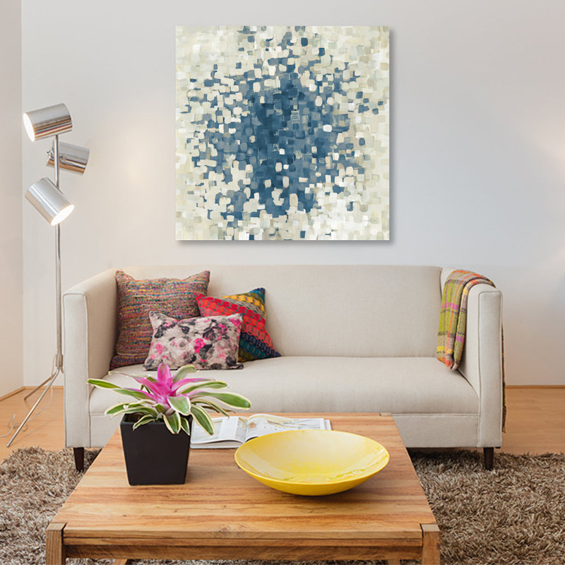 « summer blocks blue », impression sur toile, H 12 po x l 12 po x P 0,75 po, Pas de tapis, Toile tendue