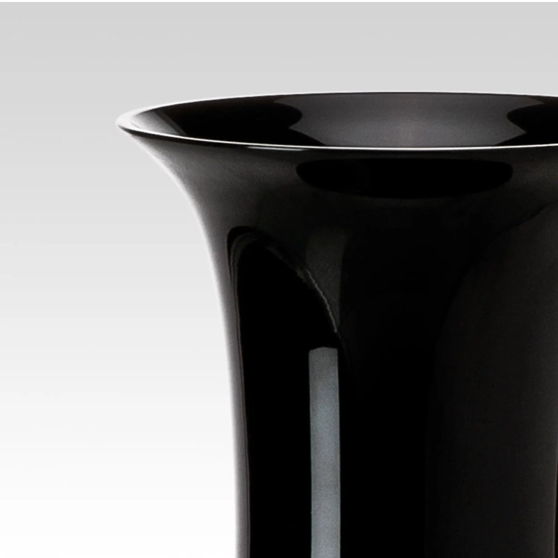 Venini Opalino Vase, 11.81" H x 5.51" W x 5.51" D, Black