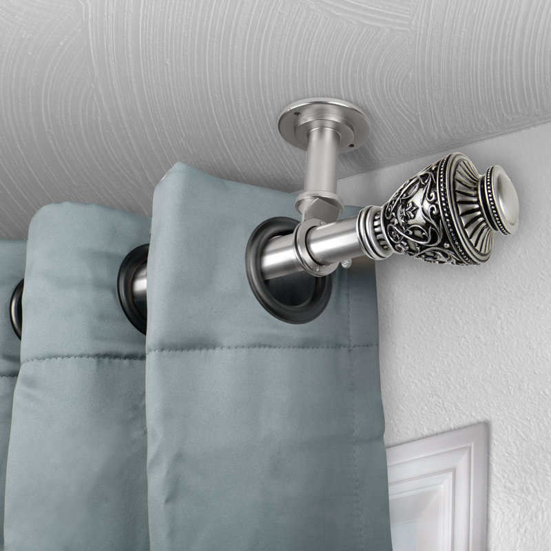 Tringle à rideaux simple réglable 1 po Cilla, 66 - L 120 po, Nickel satiné