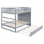 Lit superposé double au-dessus de double avec gigogne simple et escalier, gris-130589477