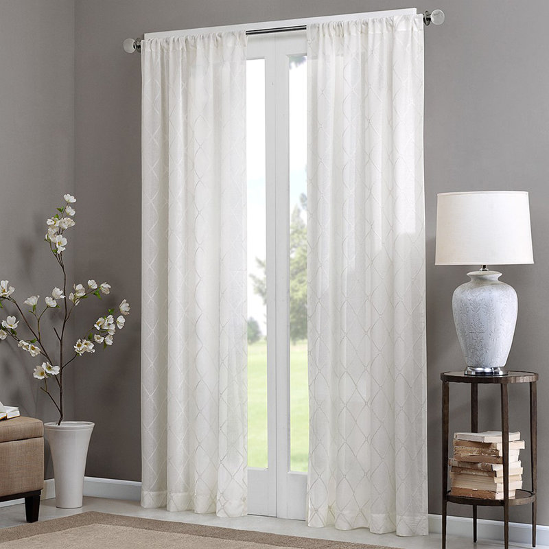 Panneau de rideau transparent Diamond (seulement 1 panneau PC), Blanc, L 50,03 po x L 84,03 po