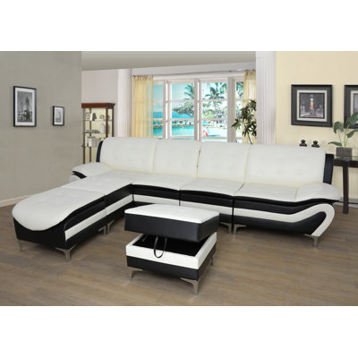 Emiliano Faux Leather L-Shaped Sectional Reversible