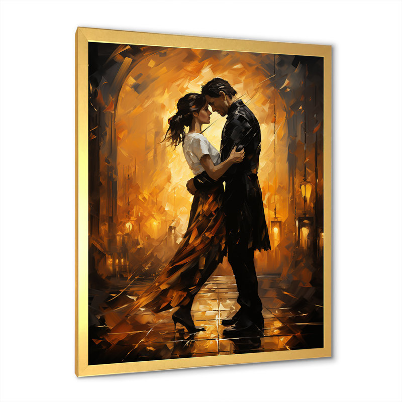 «Dance Tango Couple Harmony» sur toile, H 20 po x l 12 po x P 1 po, Encadrement doré