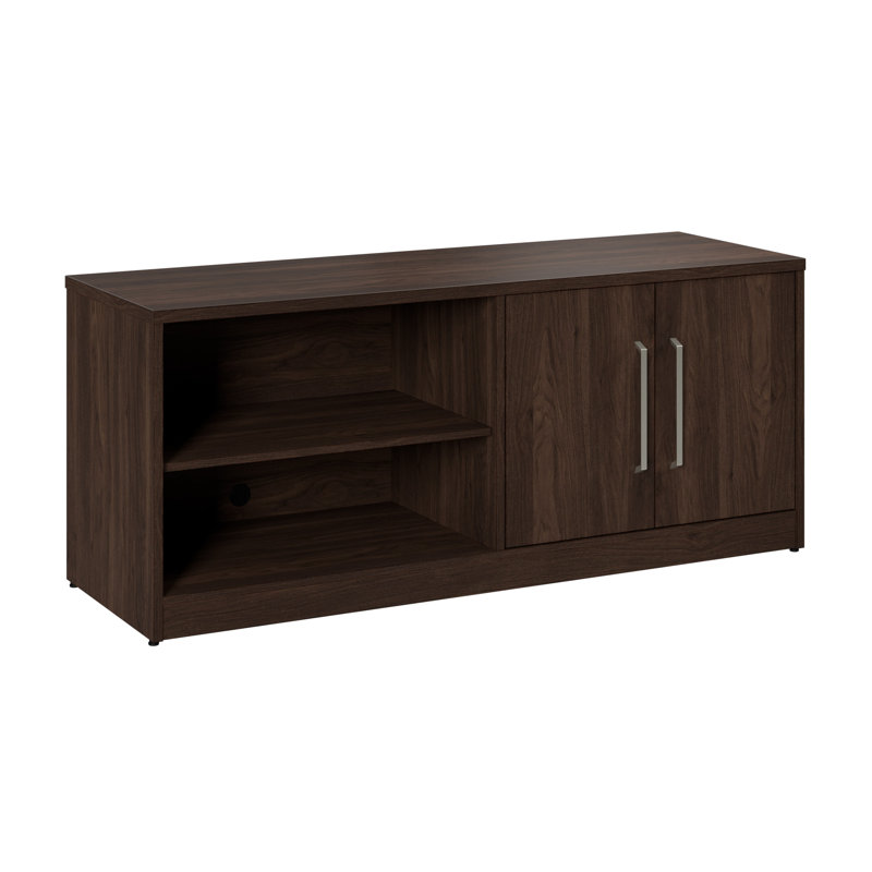 Bush Business Furniture Vista Low Storage Cabinet With Doors And Shelves, Black Walnut