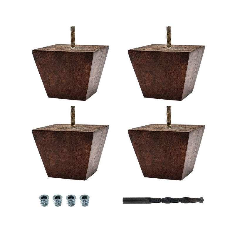 3.88 x 3 Inch Cherry Stained Hardwood Square Bun Feet Set
