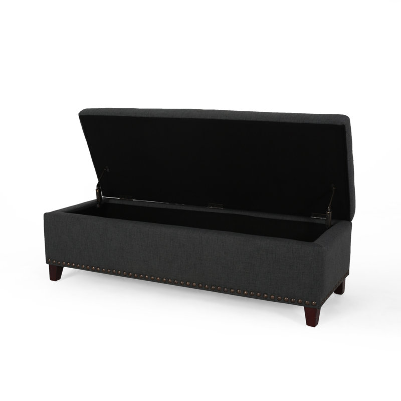 Bluford Upholstered Storage Bench, Dark Gray/Brown
