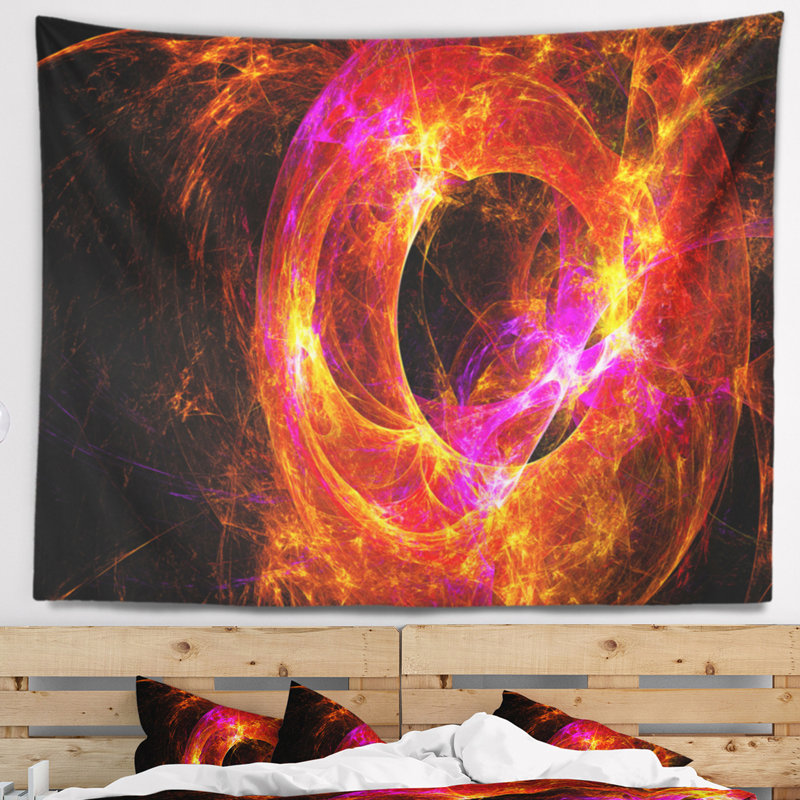 Tapisserie rouge sphérique lointaine galaxie Abstract, H 32 po x l 39 po
