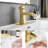 Bathroom Sink Waterfall Faucet, Brushed Gold Deck Plate, Pop Up Drain, Supply Lines, One Handle, Construction-124241920