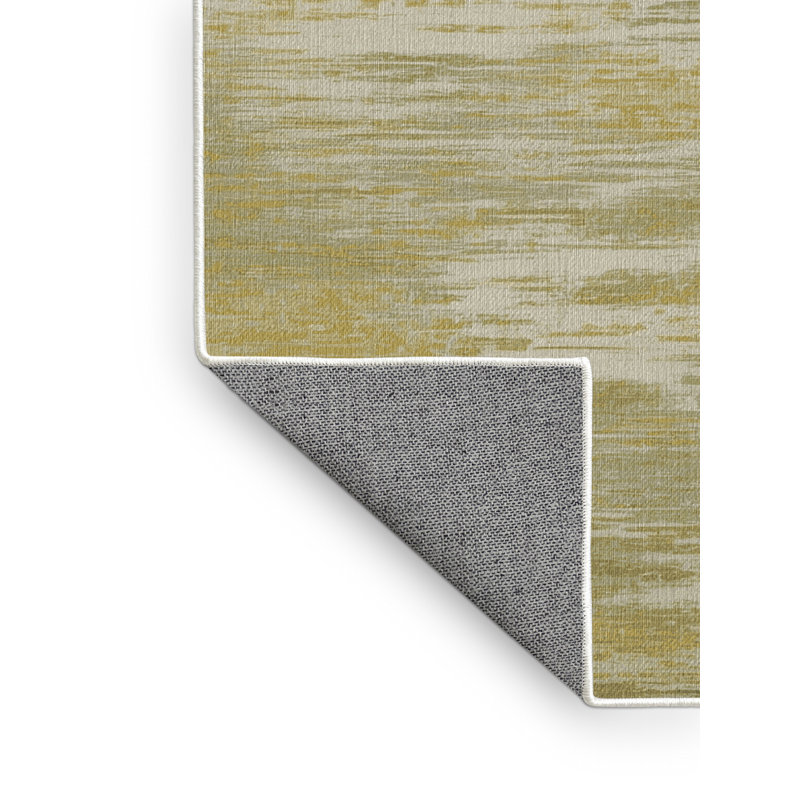 Machine Washable Abstract Beige Area Rug, Square 3'