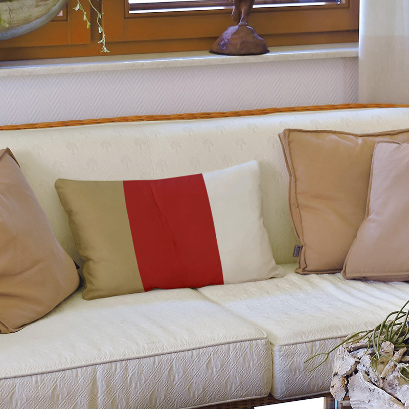 Housse de coussin lombaire Atlanta, Brun clair / Rouge / Gris, San Francisco