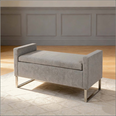 Ottoman with Storage,Upholstered Entryway Bench for Bedroom and Living Room,End of Bed Bench with Metal Base, Modern style