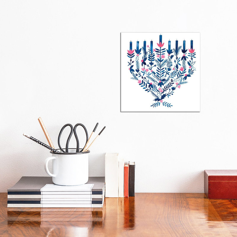 «Boho Hanukkah II» par Grace Popp, reproduction d'art sur toile tendue, H 12 po x l 12 po x P 0,75 po