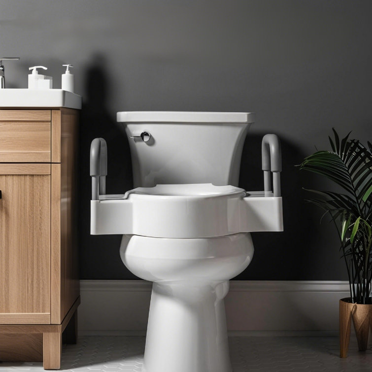 Elevated Comfort Toilet Seat With Handles For Seniors And Individuals With Mobility Issues - Easy Installation, Secure Fit For Round And Elongated Toilets, Enhanced Safety And Support