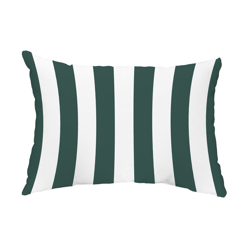 Rugby Striped Outdoor Reversible Throw Pillow, Green/White