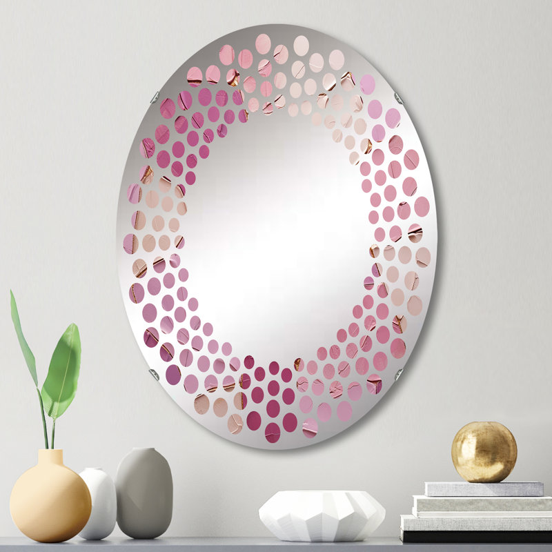 Miroir mural rose à pois minimalisme MIR107320 O, 31,4 po x 31,4 po, Rose / Mauve