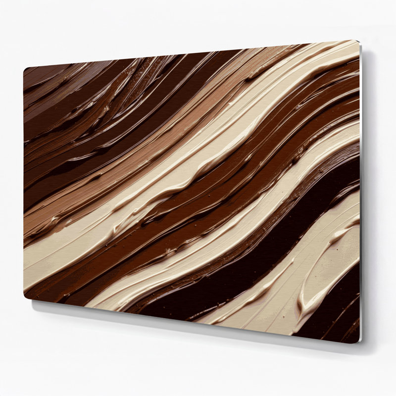 Art mural horizontal horizontal rayé beige brun chocolat brun, H 12 po x l 18 po