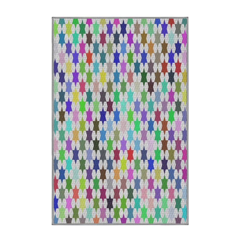 Tapis gris/vert/rouge à motifs, Rectangle 2 pi x 4 pi