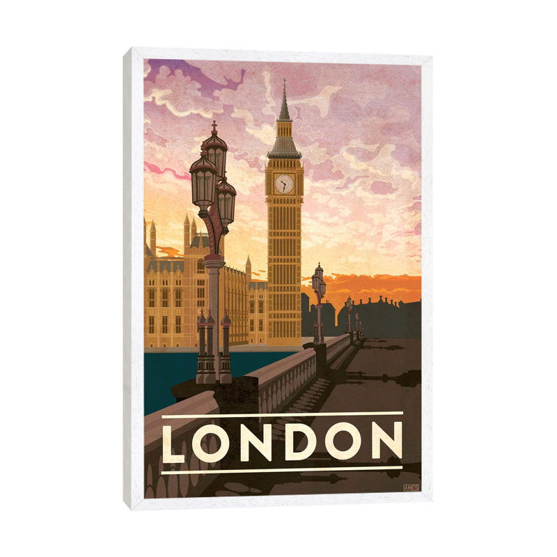England-London by Missy Ames - Print on Canvas, White Framed, 101.6cm H x 66.04cm W x 3.81cm D
