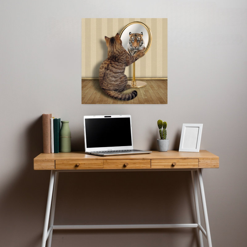 «Cat's Inner Tiger», impression d'art mural contemporain, 18" H x 18" W