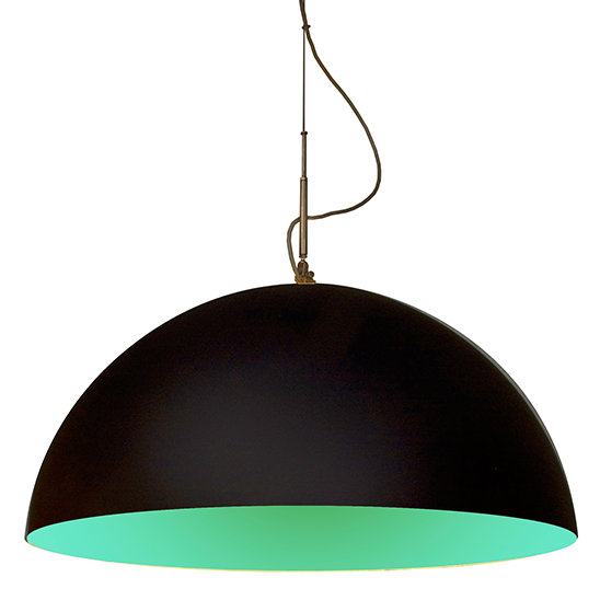 1 - Light Chrome Dome Pendant, Black/Turquoise