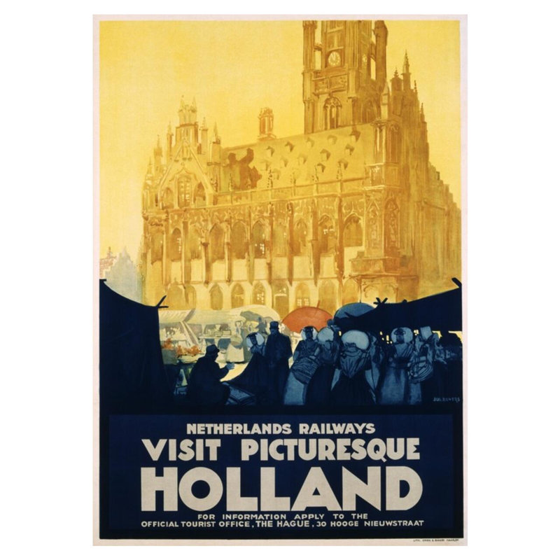 «Visit pittoresque Holland» par Joseph Rovers - Estampe numérique, H 40 po x l 32 po