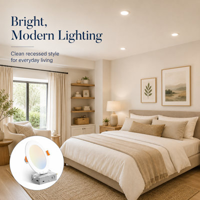 24-Pack 6 Inch Ultra-Thin Recessed LED Light, 12W, 5CCT Selectable, Dimmable Canless Downlight