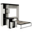 Lit escamotable double avec bureau, tablettes et armoires de rangement