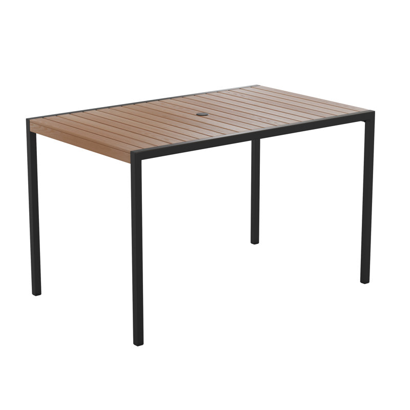 Saville All-Weather Faux Teak Patio Dining Table with Steel Frame - Seats 4, Faux Teak
