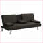 Canapé-lit multifonctionnel avec structure en bois Pieds en acier inoxydable | Brun foncé | PVC