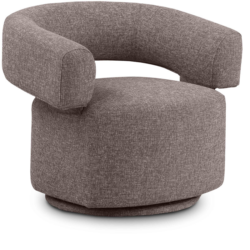 Niya Upholstered Swivel Accent Chair, Brown Linen Textured Fabric