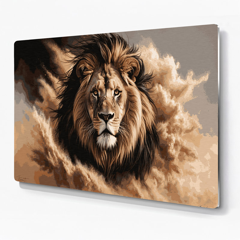 «Big Cats Transvaal Lion», art mural en métal noir, H 16 po x l 20 po