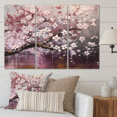 Ensemble de décorations murales en métal rose et gris Dogwood Elegance II