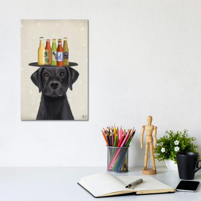 Labrador Black Beer Lover by Fab Funky - Wrapped Canvas Gallery-Wrapped Canvas Giclée