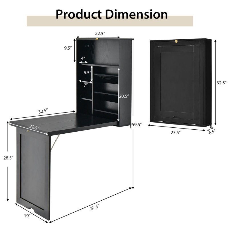Bureau flottant Camlyn, Noir
